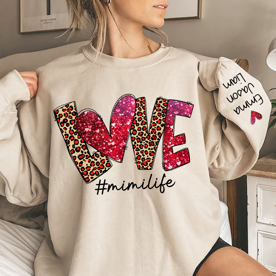 Love Leopard Mimilife, Custom Mimi With Kids, Grandma Gift TH Sweatshirt