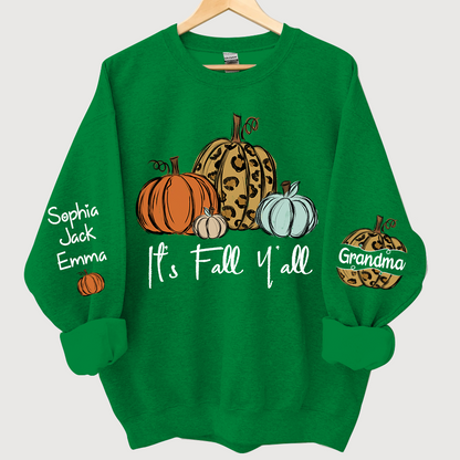 Personalized Its Fall Yall Grandma And Grandkids Pumpkin autumn CL01 Sweatshirt