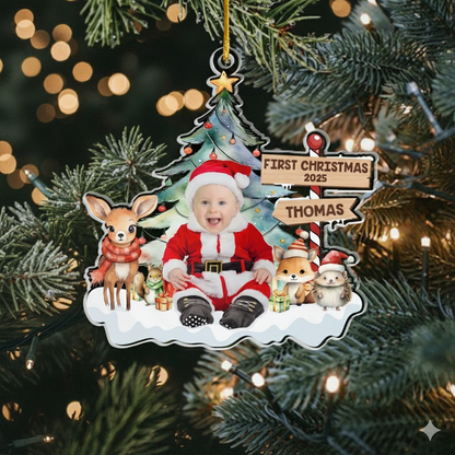 Custom Photo Under The Mistletoe With My Little Bundle Of Joy, Family Personalized Custom Ornament, Christmas Gift For Baby Kids, First Christmas