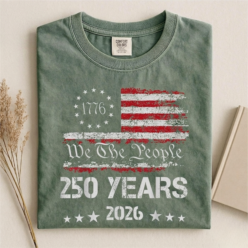 Comfort Colors Retro We The People America Shirt, Patriotic 250 Years USA Graphic Tee, Fourth of July 1776 2026 Celebration Outfit