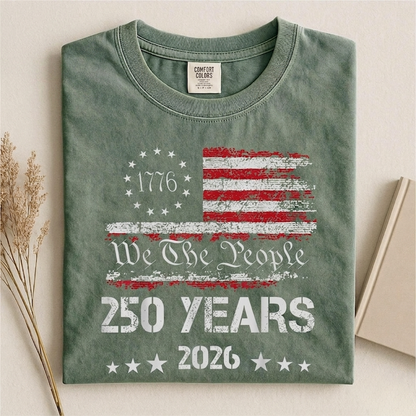 Comfort Colors Retro We The People America Shirt, Patriotic 250 Years USA Graphic Tee, Fourth of July 1776 2026 Celebration Outfit