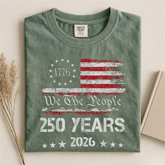 Comfort Colors Retro We The People America Shirt, Patriotic 250 Years USA Graphic Tee, Fourth of July 1776 2026 Celebration Outfit