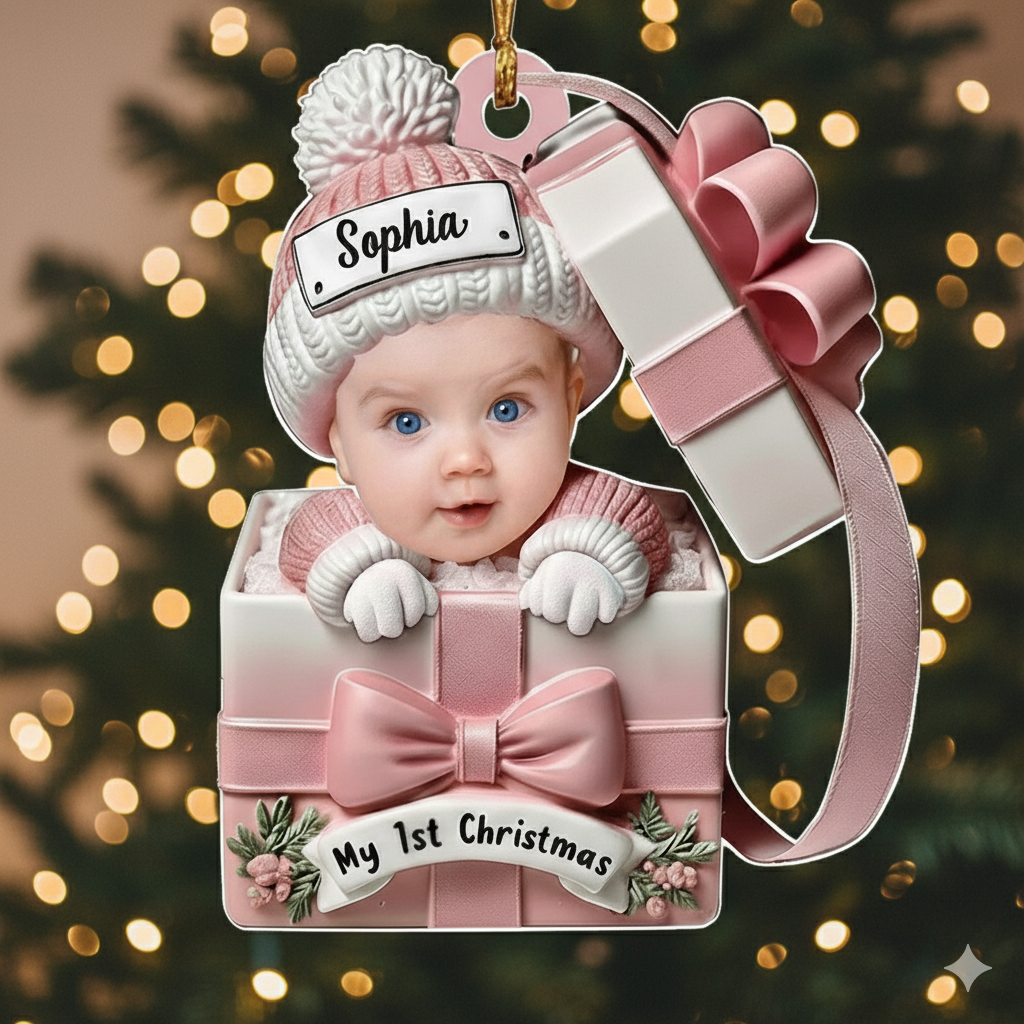 Baby Inside Gift Box - Personalized Custom Acrylic Ornament