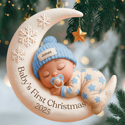 Personalized First Christmas Gift for New Parents - Custom Baby Name & Year Ornament