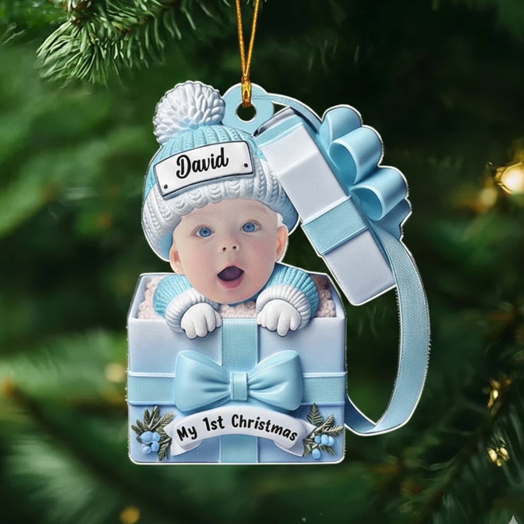 Baby Inside Gift Box - Personalized Custom Acrylic Ornament