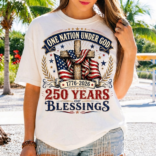Comfort Colors Christian America 250th Anniversary Shirt, One Nation Under God Tee, Faith and Freedom Patriotic Gift for Men Women