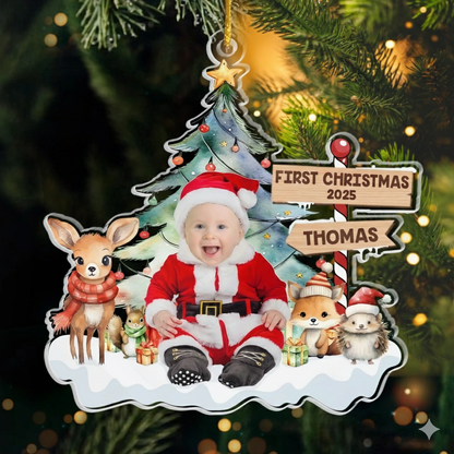 Custom Photo Under The Mistletoe With My Little Bundle Of Joy, Family Personalized Custom Ornament, Christmas Gift For Baby Kids, First Christmas