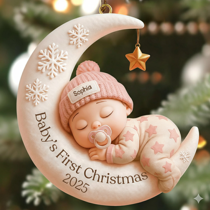 Personalized First Christmas Gift for New Parents - Custom Baby Name & Year Ornament