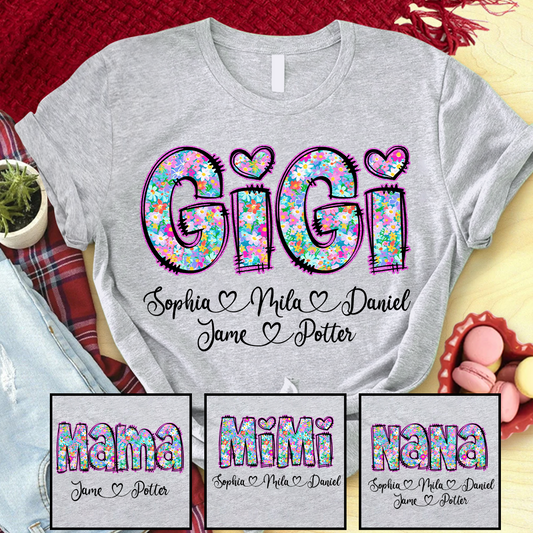 Gigi Coquette Floral Gigi And Grandkids Mothers Day Shirt