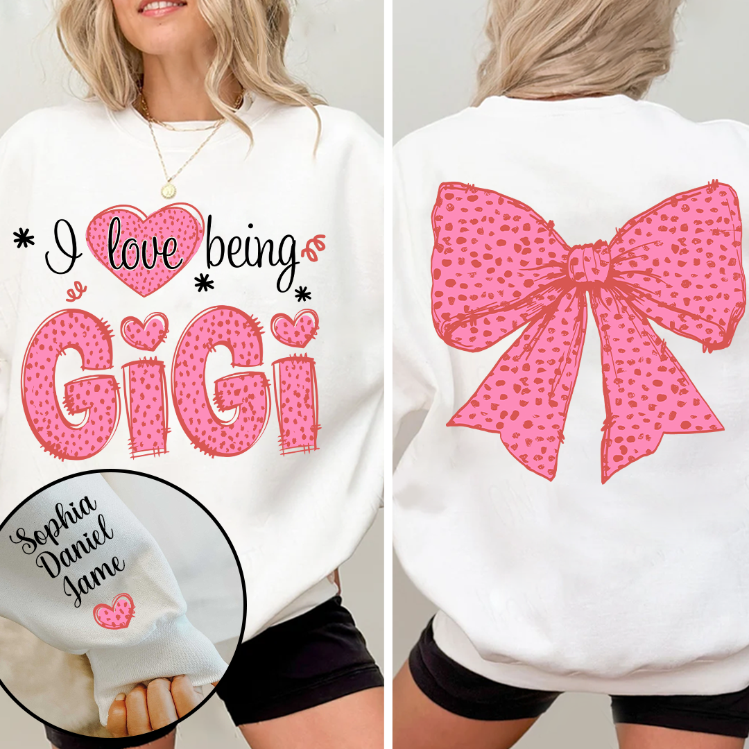 I Love Being Gigi and Grandkids Pink Valentine Sweatshirt