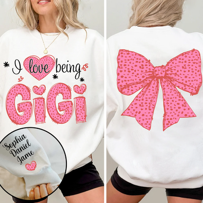 I Love Being Gigi and Grandkids Pink Valentine Sweatshirt