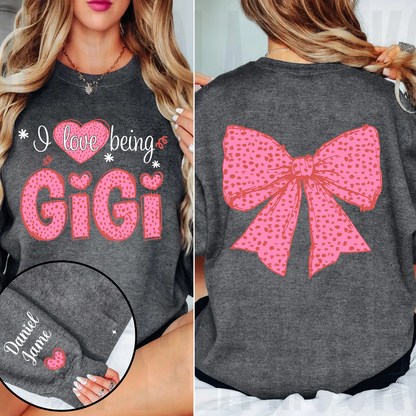 I Love Being Gigi and Grandkids Pink Valentine Sweatshirt