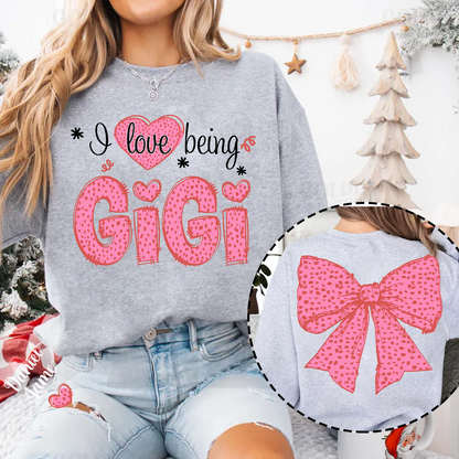 I Love Being Gigi and Grandkids Pink Valentine Sweatshirt