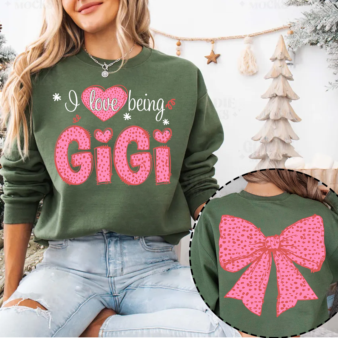 I Love Being Gigi and Grandkids Pink Valentine Sweatshirt