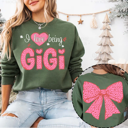 I Love Being Gigi and Grandkids Pink Valentine Sweatshirt