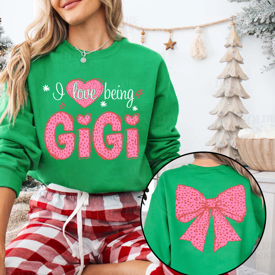 I Love Being Gigi and Grandkids Pink Valentine Sweatshirt