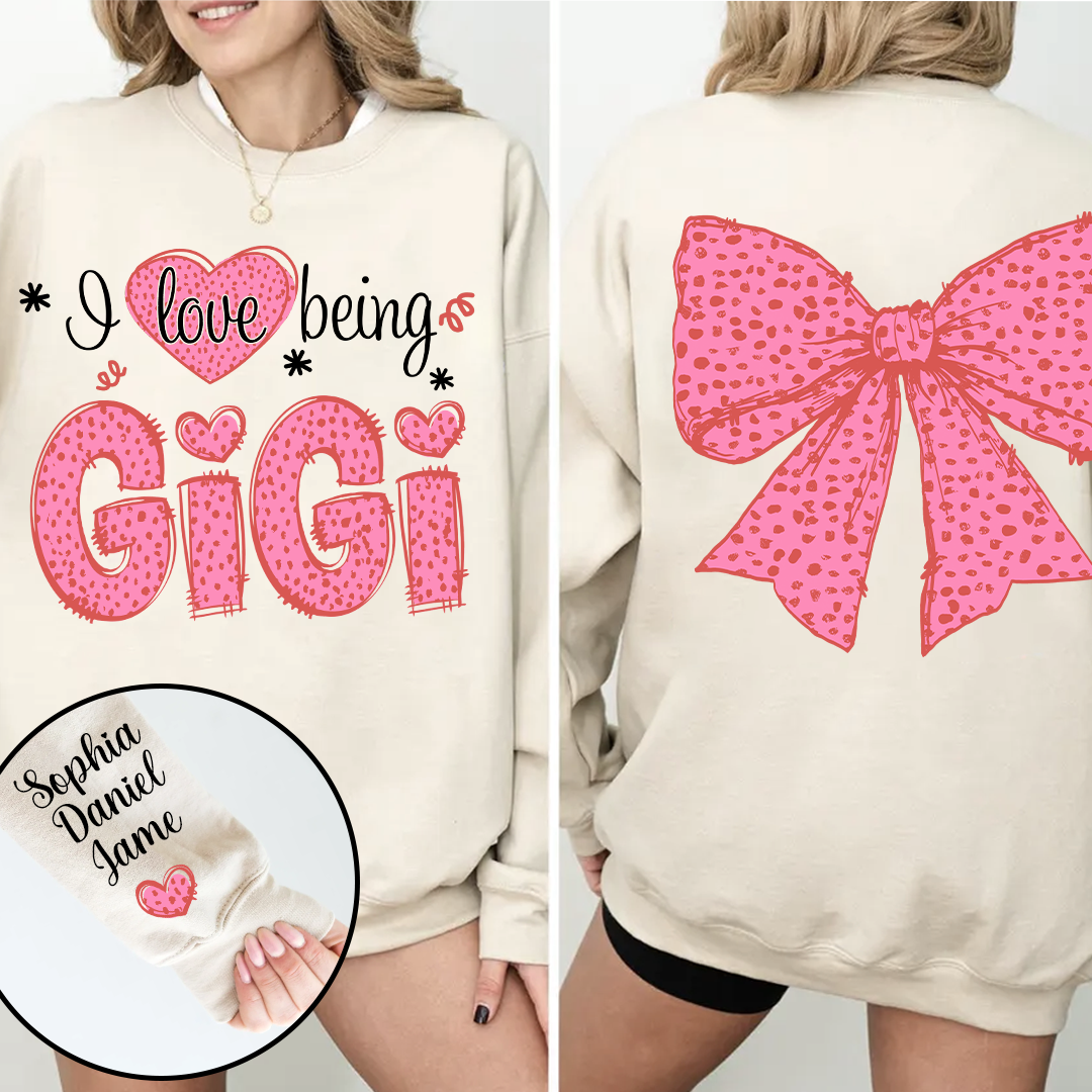 I Love Being Gigi and Grandkids Pink Valentine Sweatshirt