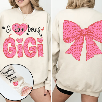 I Love Being Gigi and Grandkids Pink Valentine Sweatshirt
