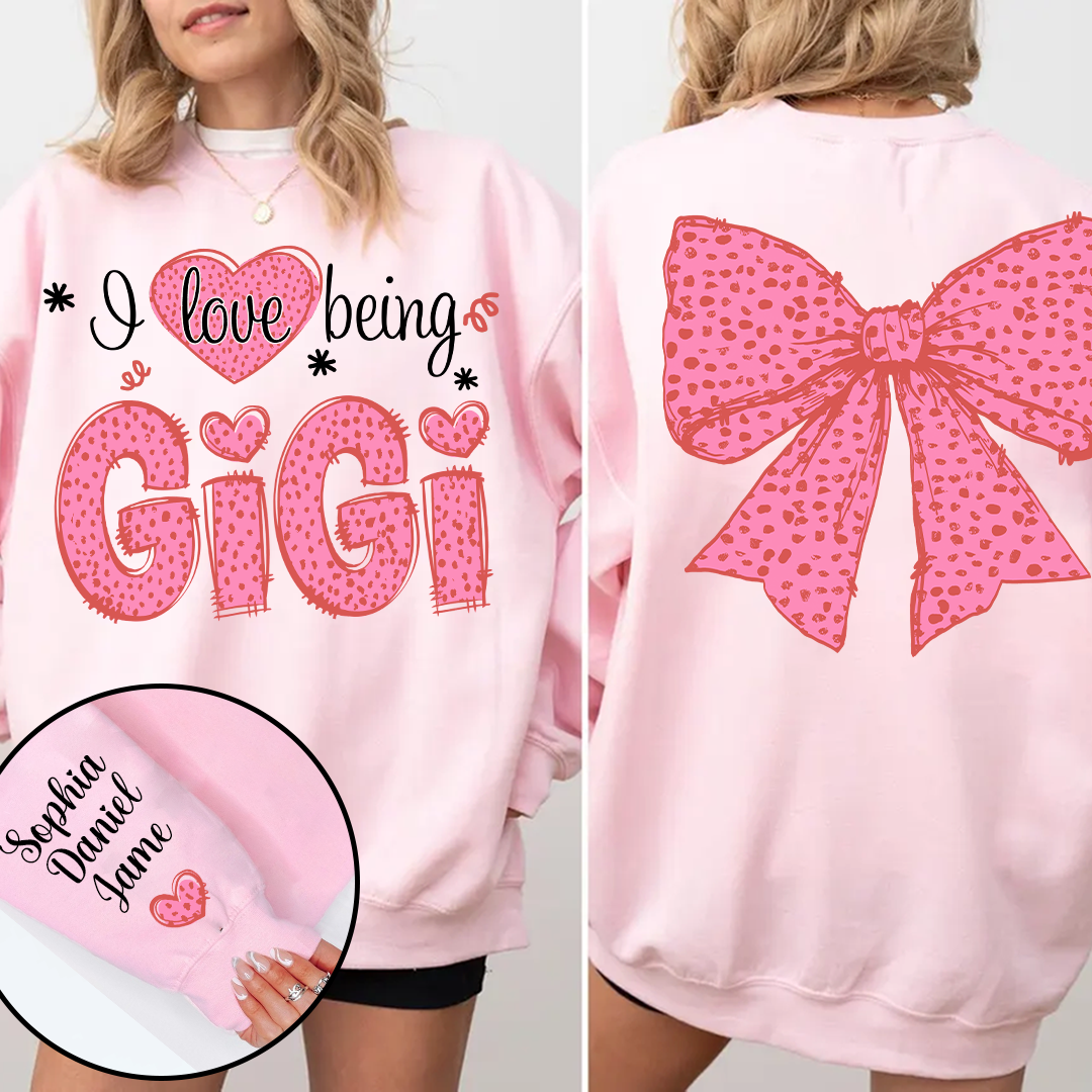 I Love Being Gigi and Grandkids Pink Valentine Sweatshirt