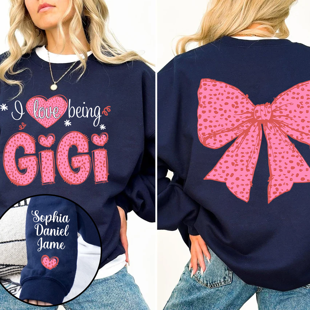 I Love Being Gigi and Grandkids Pink Valentine Sweatshirt