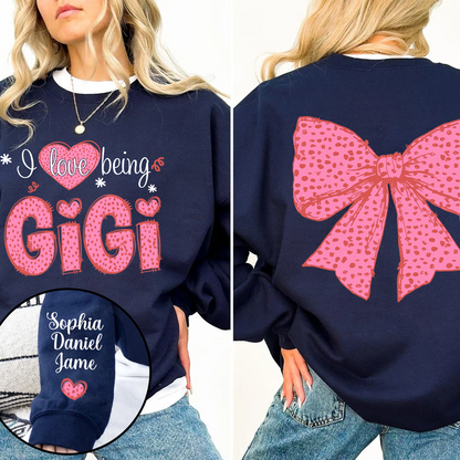 I Love Being Gigi and Grandkids Pink Valentine Sweatshirt