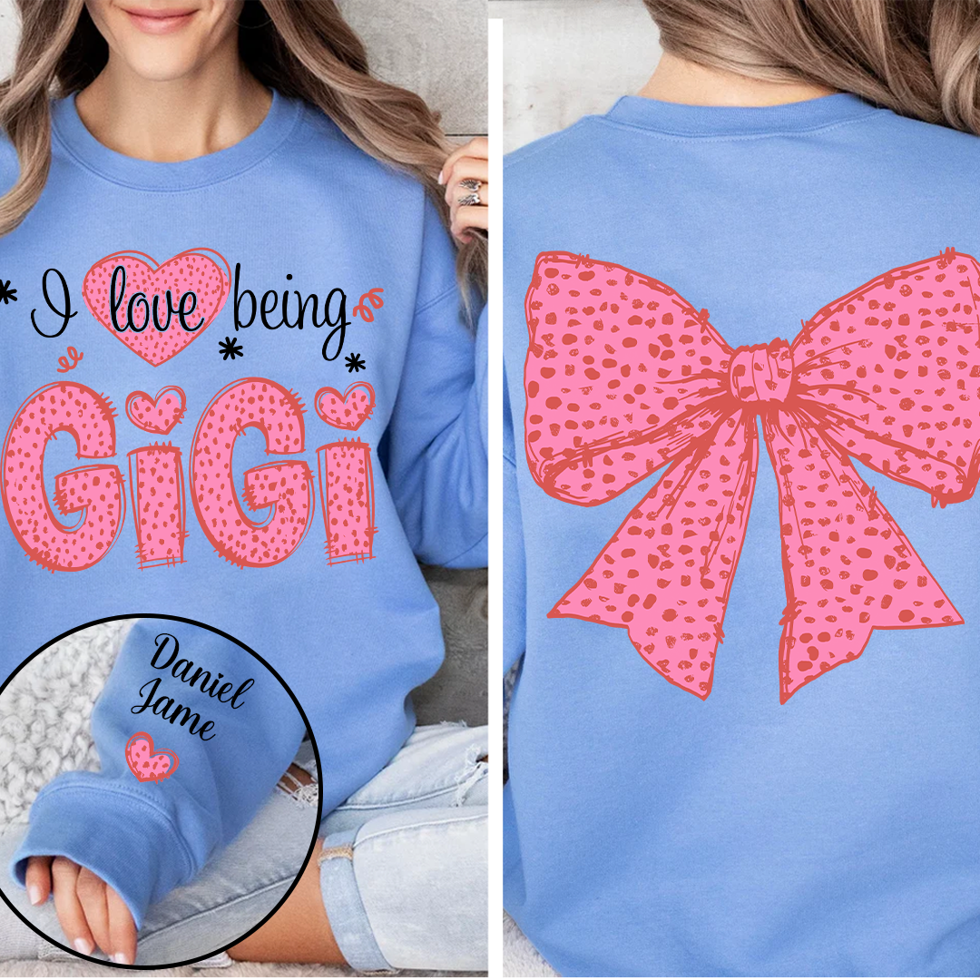 I Love Being Gigi and Grandkids Pink Valentine Sweatshirt