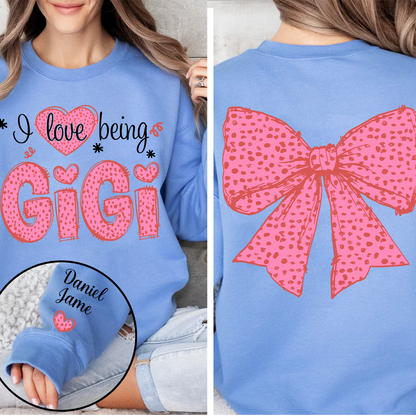 I Love Being Gigi and Grandkids Pink Valentine Sweatshirt