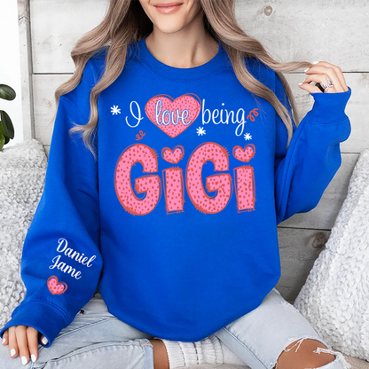 I Love Being Gigi and Grandkids Pink Valentine Sweatshirt