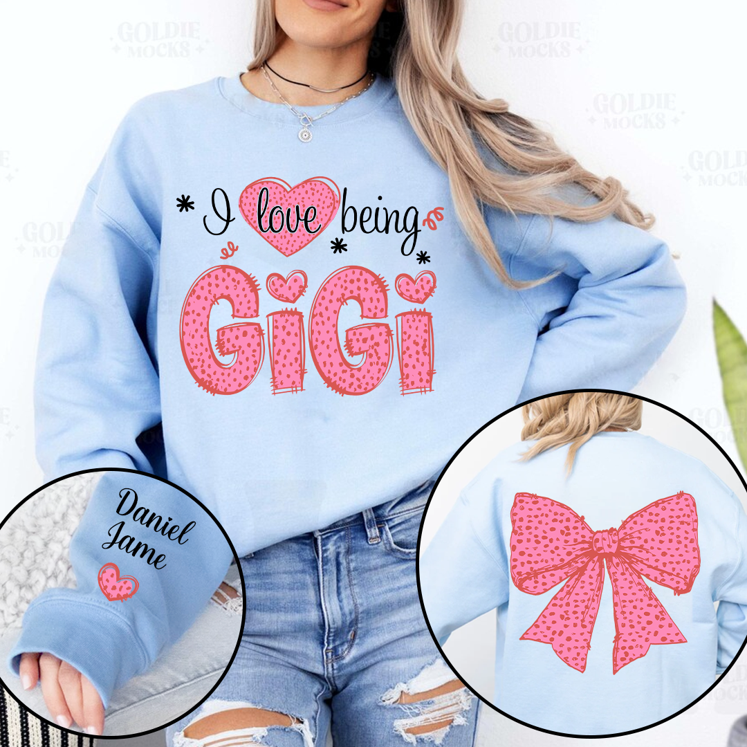 I Love Being Gigi and Grandkids Pink Valentine Sweatshirt