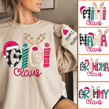 Custom Family Shirt Gigi Claus And Grandkis Christmas 2024 Sweatshirt