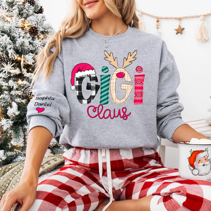 Custom Family Shirt Gigi Claus And Grandkis Christmas 2024 Sweatshirt
