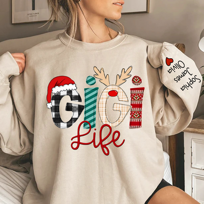 Gigi Life Merry Christmas Sweatshirt, Custom Grandma and Grandkids Sweatshirt