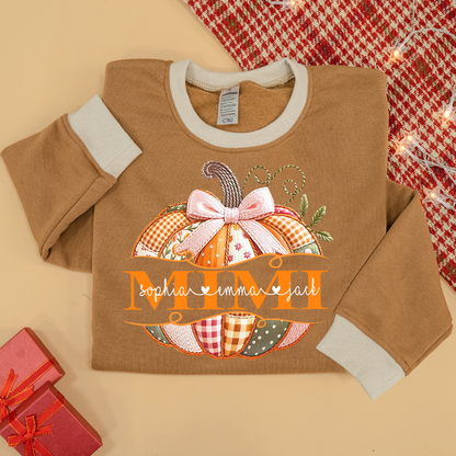 Mimi Pumpkin with Grandkids Names – Fall Gift for Grandma Sweatshirt Mix