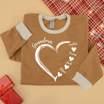 Personalized Grandma Heart Sweatshirt with Grandkids Names – Custom Family Gift