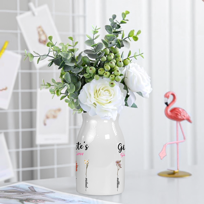 Personalized Grandma Flower And Grandkids Ceramic Flower Vase
