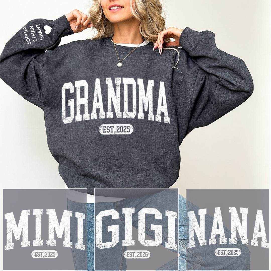 Personalized Mom Est. 2025 Sweatshirt – Custom Name Sleeve, Cozy Christmas Gift for New Moms