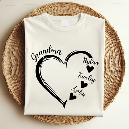 Grandma and Grandkids Hearts, Gift For Grandma Shirt