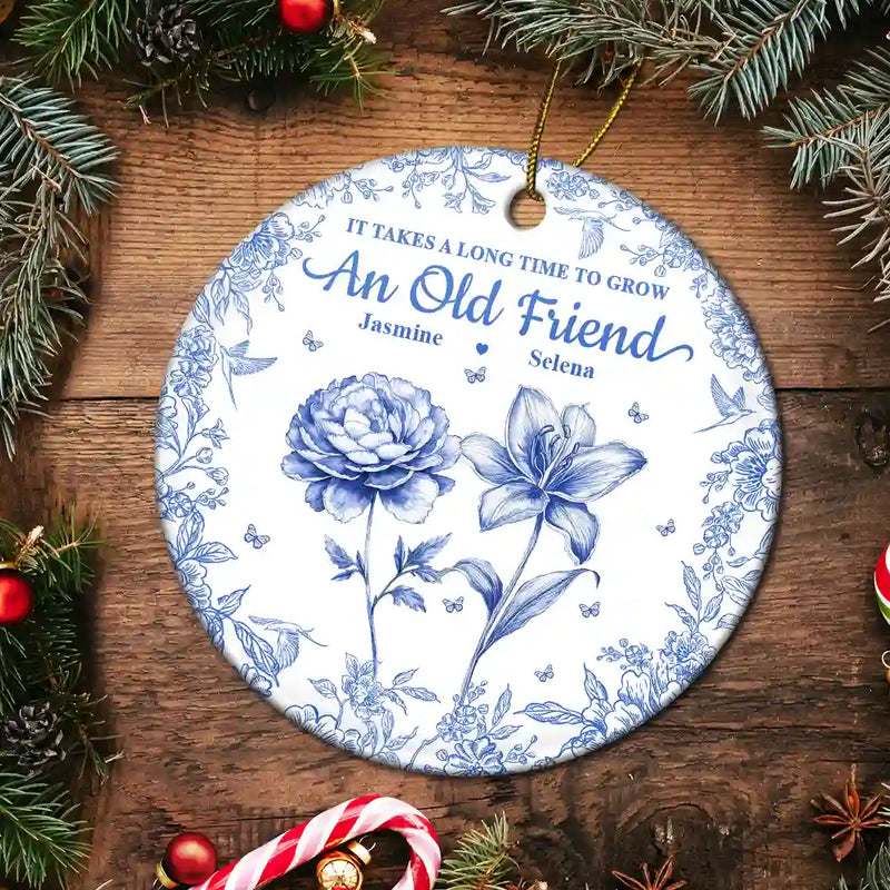 Grow An Old Friend Toile Birth Flower - Personalized Circle