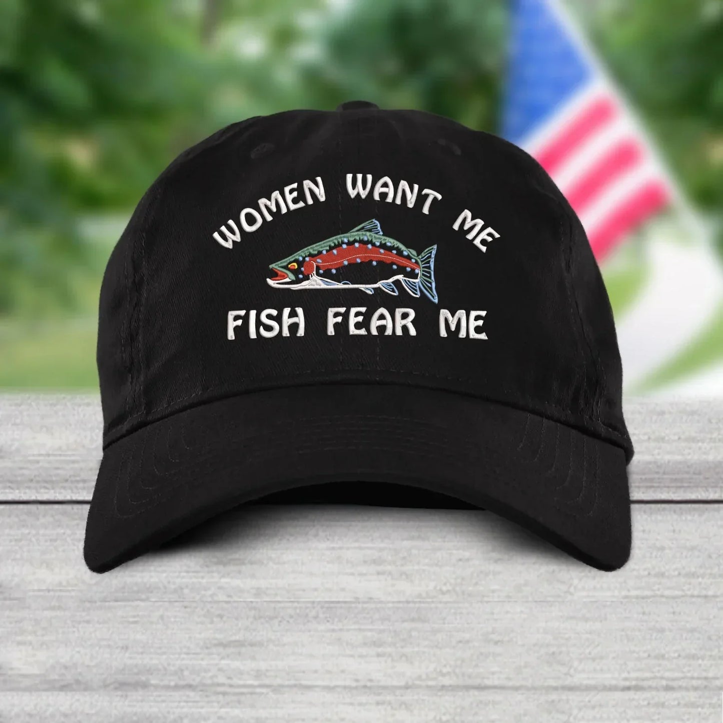Godmerch Women Want Me, Fish Fear Me Embroidery Cap