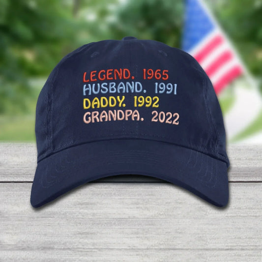 Godmerch Legend Husband Daddy Grandpa, Custom Nickname Embroidery Cap