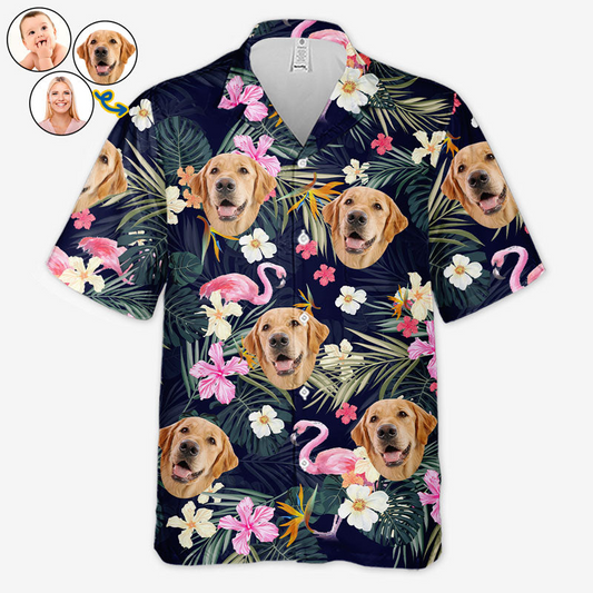 Custom Hawaiian Shirt With Face Baby, Dog Cat Face Tropical Pattern, Hawaiian Shirt for Men