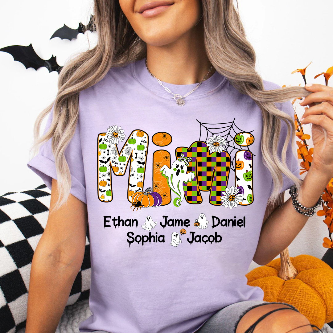 Halloween Mimi Custom Grandma And Grandkids Spooky Shirt