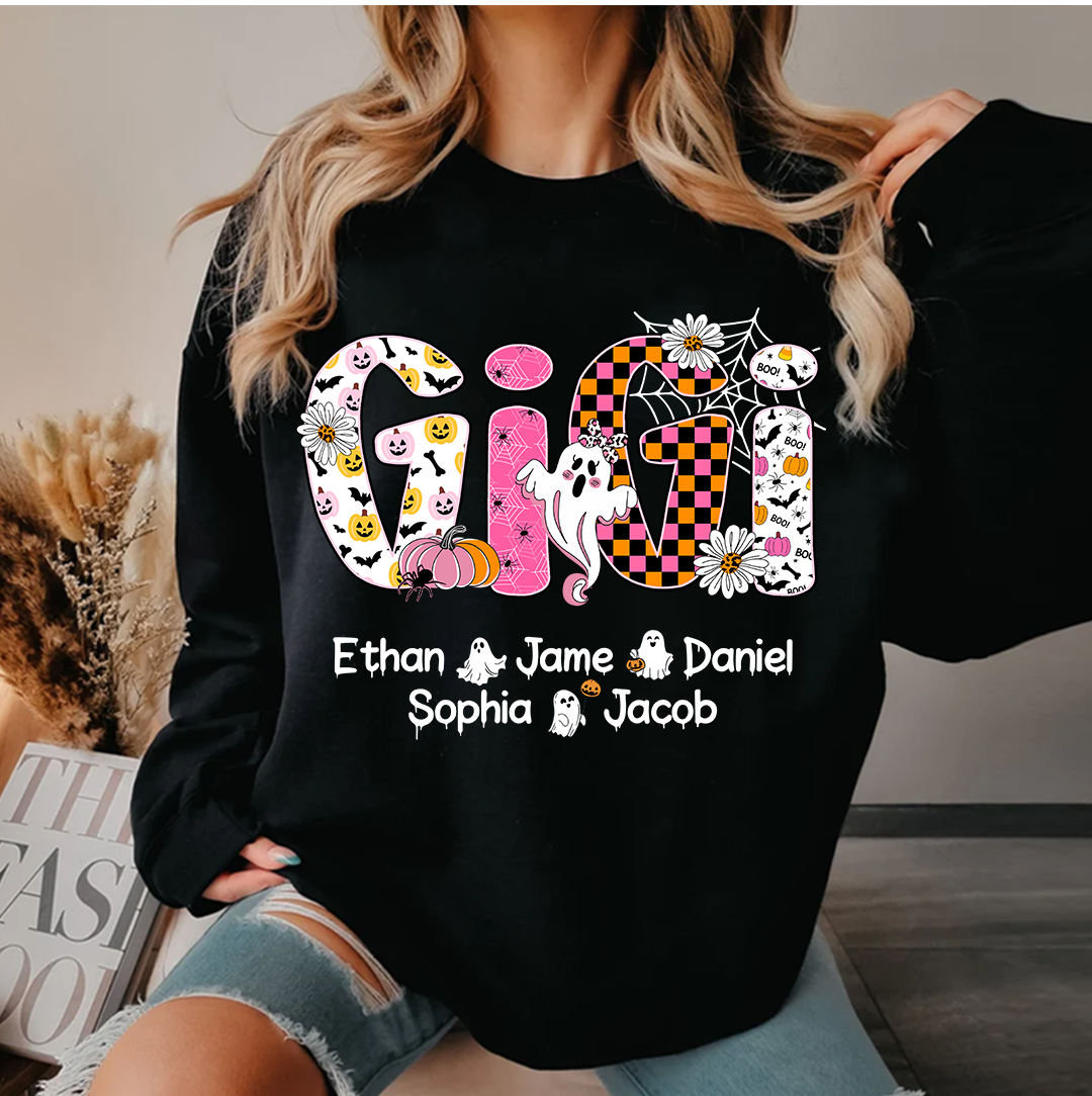 Halloween Mimi Pumpkins Boo Custom Grandma And Grandkids  Shirt