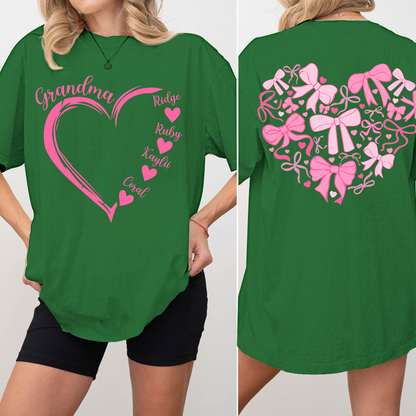 Heart Bow Tshirt, Perfect Gift For Grandma, Kids & Family