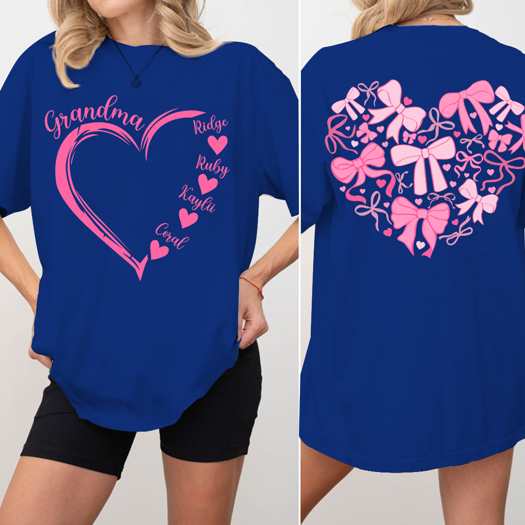 Heart Bow Tshirt, Perfect Gift For Grandma, Kids & Family