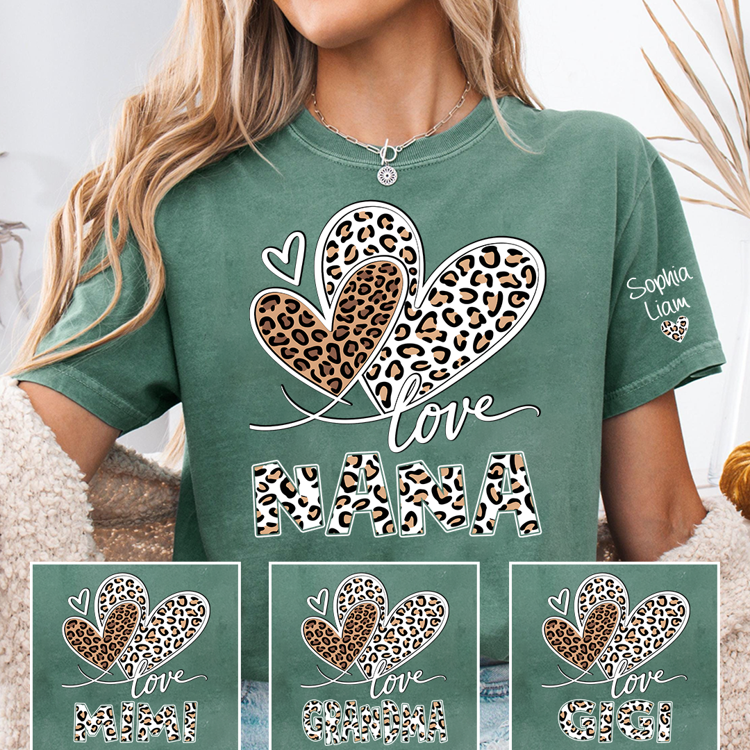 Leopard Love Nana Shirt, Grandma T Shirt with Heart Design, Meaningful Gift for Nana