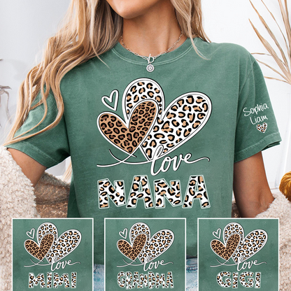 Leopard Love Nana Shirt, Grandma T Shirt with Heart Design, Meaningful Gift for Nana