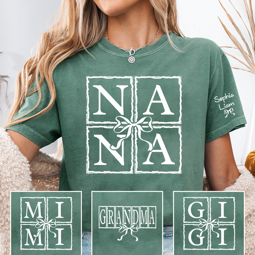 Nana Shirt with Bow Design, Personalized Nana T-Shirt for Women, Custom Grandmother Apparel, Family Role Clothing