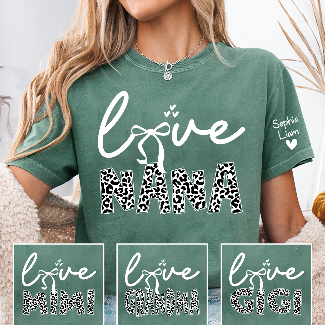 Love Nana Shirt, Cute Leopard Print Grandma Nickname T Shirt, Stylish Nana Apparel for Women, Meaningful Family Clothing