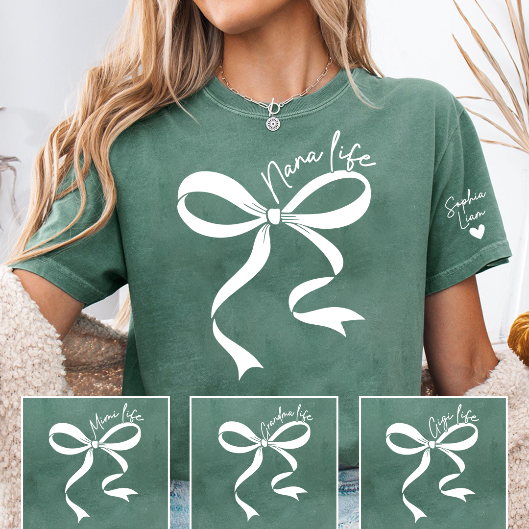 Personalized Nana Life Shirt, Custom T-Shirt with Bow Design, Meaningful Family Gift for Nana